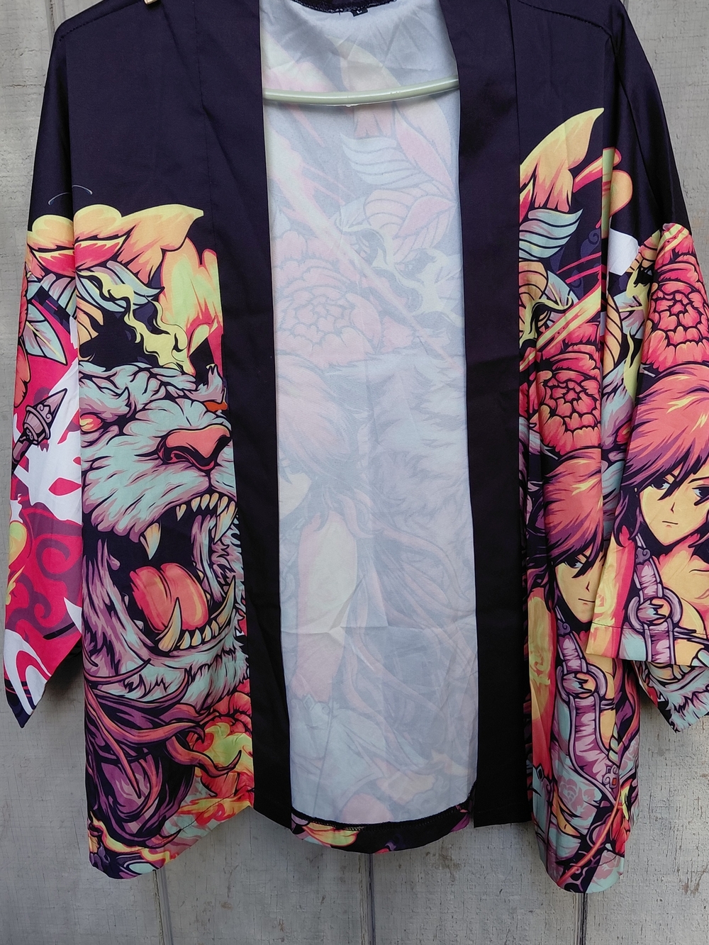 Silk Floral Anime Graphic Kimono Jacket